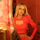 LIMITED EDITION HANDMADE & DESIGNED IN HOUSE: Red puff sleeve and shorts set