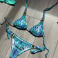 Blue Aztec bikini top