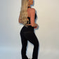 GYM GIRL ERA EXCLUSIVE Black sculpt V waist flared bottoms