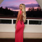 ‘Khloe’ pink open back bow dress