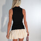 Black and beige puff high neck dress