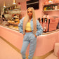 Blue ruched sleeve tracksuit
