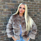 Brown faux fur 3/4 sleeve coat
