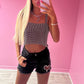 Black sparkly chain mail top