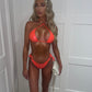 Orange metallic bikini top and bottoms
