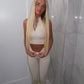 Ribbed zip front crop top and leggings set