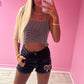 Black sparkly chain mail top