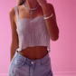 Silver sparkly chain mail open back top