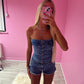 Denim button up top