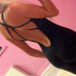 Black cut out criss cross back jumpsuit