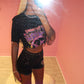 Black diamanté heart cut out shorts