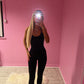 Black cut out criss cross back jumpsuit