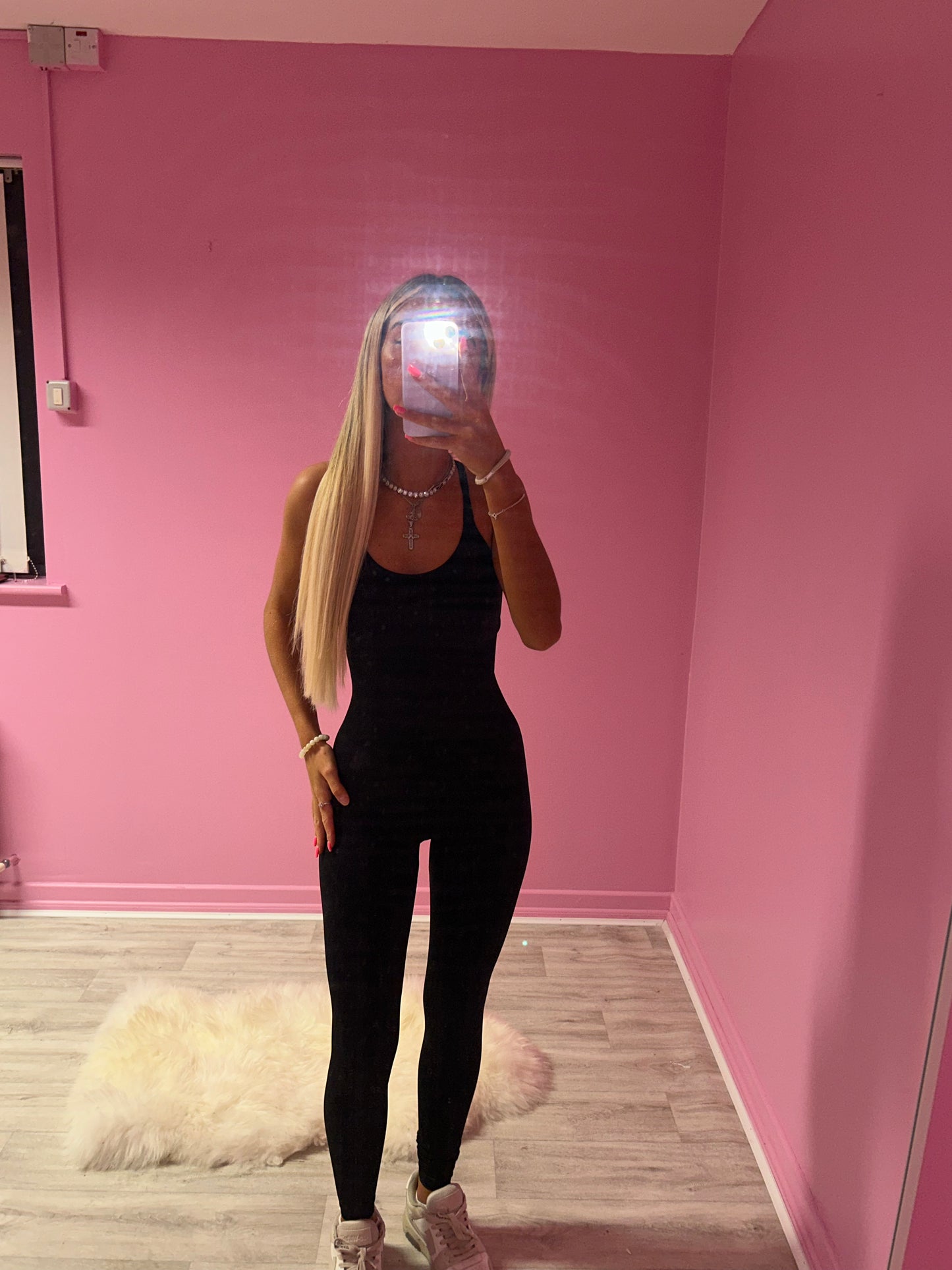Black cut out criss cross back jumpsuit