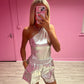 Silver metallic shorts