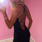 Black cut out criss cross back jumpsuit