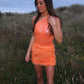 Orange metallic bodysuit