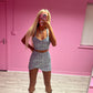 Sequin denim top and skirt set