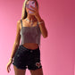 Black sparkly chain mail top
