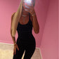 Black cut out criss cross back jumpsuit