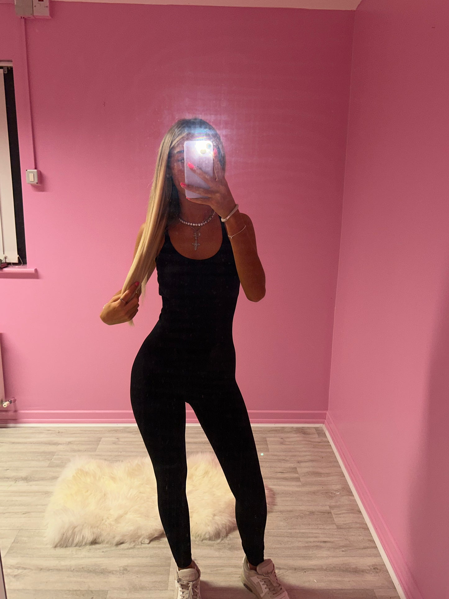 Black cut out criss cross back jumpsuit