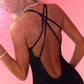 Black cut out criss cross back jumpsuit