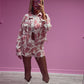 Cow girl jacket and shorts set in peach