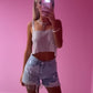 Denim tassel shorts