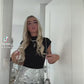 Disc silver sequins skirt