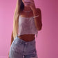 Silver sparkly chain mail open back top