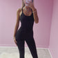Black cut out criss cross back jumpsuit