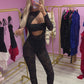 Black lace cut out jumpsuit