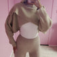 Beige Cropped wrap jumper
