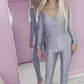 Galactic Grey slinky top and bottoms set