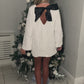 White sequins bow dress
