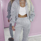 Grey ruched sleeve tracksuit
